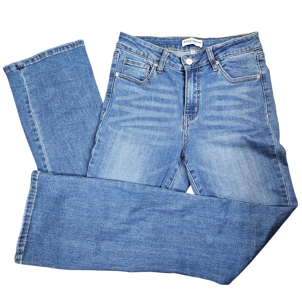 Ashley Mason Premium Flare Jeans Size 7/28 Blue Embroidered Boho Western Y2K